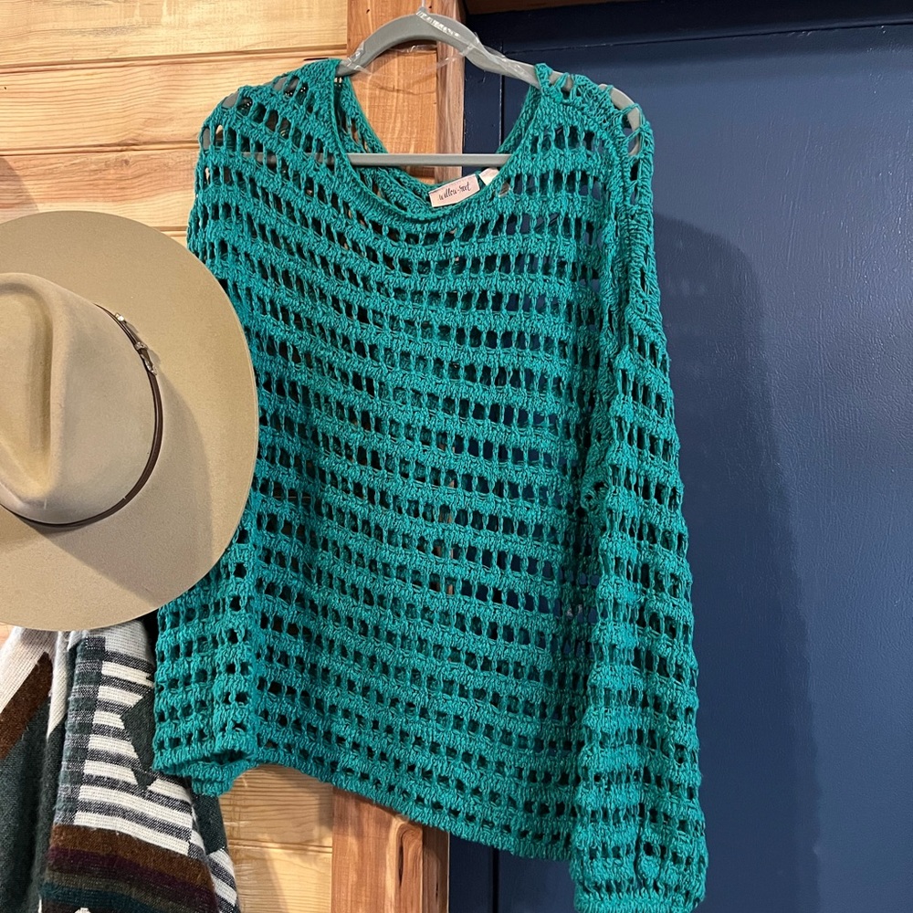 Green Crocheted Buckle Sweater